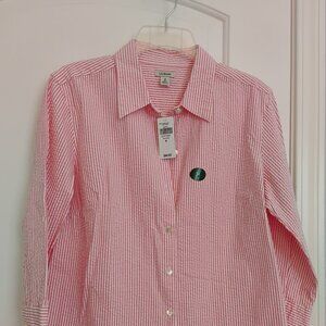 Women's Seersucker Shirt - L. L. Bean strawberry pink color, Medium size